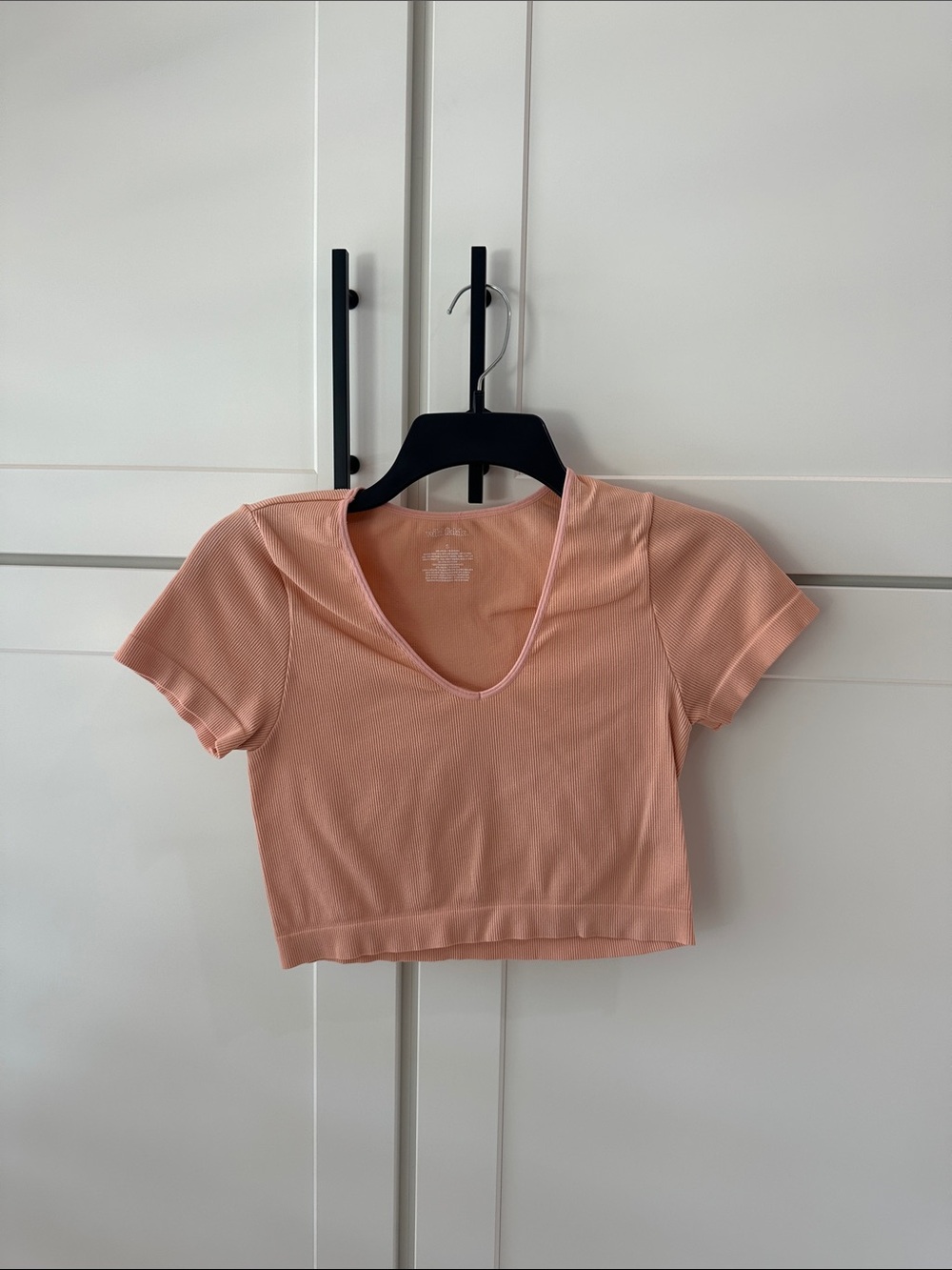 wild fable Peach V-Neck Ribbed Crop Top
